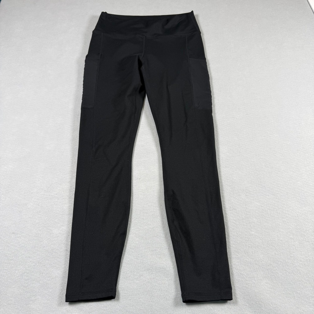 Fabletics Womens M PowerHold Leggings Black High Rise Mesh Pockets Active Sporty
